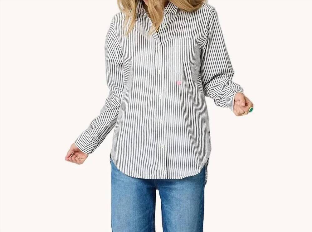 NEW KERRI ROSENTHAL mia stripe shirt in white/black